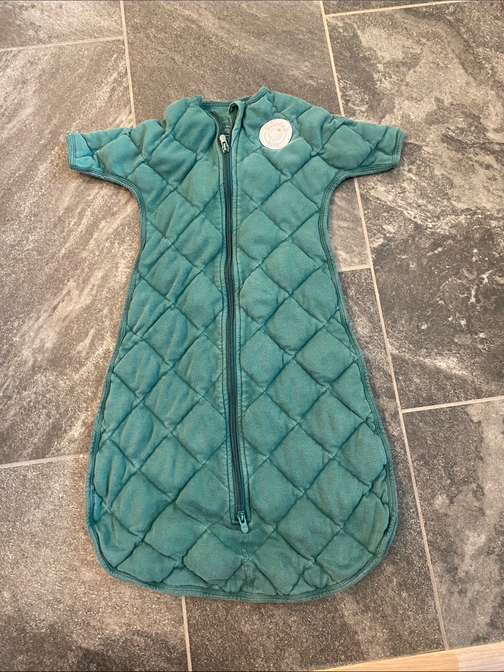 Quilted Teal Baby Sleep Sack with Front Zip - 0-6 Months